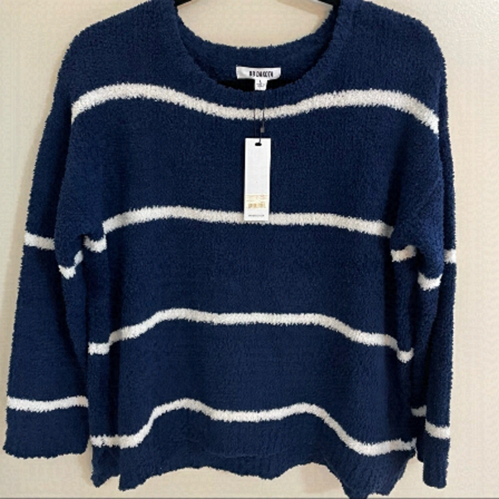 BB Dakota Super Soft Striped Crewneck Knit Sweater, Size L